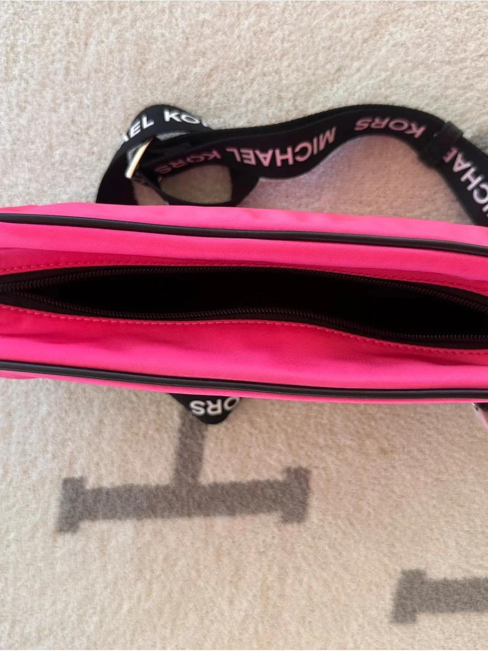 Michael Kors Hot Pink and Black Crossbody Camera Bag